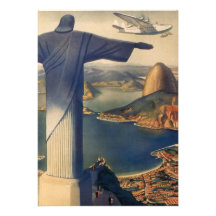 Rio de Janeiro vintage, le Christ la statue de réd Invitation Personnalisée