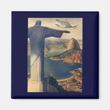 Rio de Janeiro vintage, le Christ la statue de réd Aimant Pour Réfrigérateur