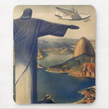 Rio de Janeiro vintage, le Christ la statue de réd Tapis De Souris