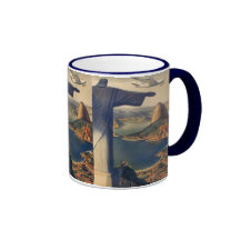 Rio de Janeiro vintage, le Christ la statue de réd Mug