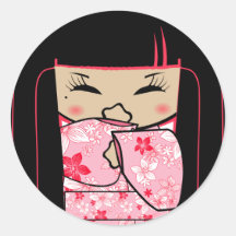 Rires bébêtes de "Shokio" Mayumi Adhésif Rond