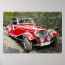 Roadster rouge affiche