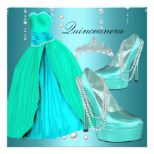 Robe bleue turquoise de fête d'anniversaire de Qui Invitations Personnalisées