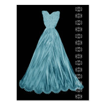 Robe de bleu de turquoise avec la carte postale d'