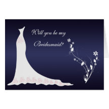 Robe de mariage, fleurs sur la demoiselle d'honneu cartes de vœux