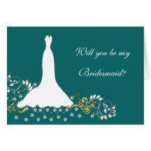Robe de mariage, florale. remous sur la demoiselle carte de vœux