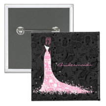 Robe de mariage noire et dentelle blanches et rose badges avec agrafe