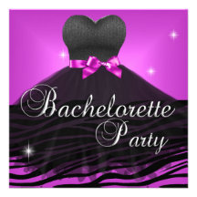Robe de zèbre de noir de rose de partie de Bachelo Invitations Personnalisées