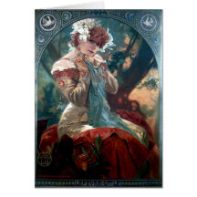 Robe rouge de femme Lefevre-Utile d'art déco de Mu Carte De Vœux