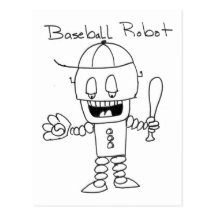 Robot de base-ball carte postale