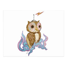 Robot de hibou de poulpe cartes postales