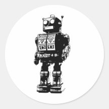 Robot vintage noir et blanc adhésif