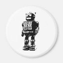 Robot vintage noir et blanc aimant