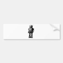 Robot vintage noir et blanc autocollant pour voiture
