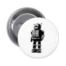 Robot vintage noir et blanc badges