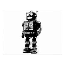 Robot vintage noir et blanc cartes postales