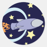 Rocket bleu profond badine le rétro espace autocollants