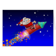 Rocket Père Noël 02 Carte De Vœux