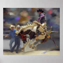 Rodéo - cavalier de Bronc de selle - maximum fou Posters