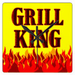 Roi BBQ de gril flambe l'horloge murale