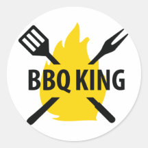 Roi de BBQ avec l'icône de flamme Autocollant