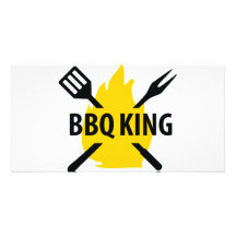 Roi de BBQ avec l'icône de flamme Modèle Pour Photocarte