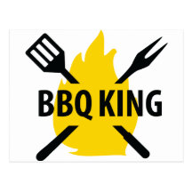 Roi de BBQ avec l'icône de flamme Carte Postale