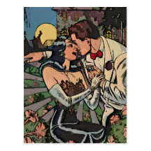Romance dans le clair de lune carte postale