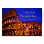 Rome Colosseum au dîner d'Italien de nuit Cartes De Vœux