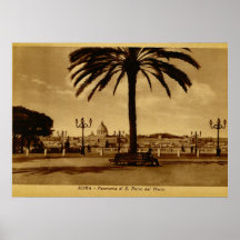 Rome, panorama avec St Peter Posters