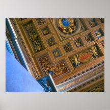 Rome, section de plafond décoré à Vatican Affiche