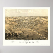 Romeo, carte panoramique de MI - 1868 Affiche