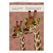 Rosa Giraffes Glitzy  Birthday Card cartes