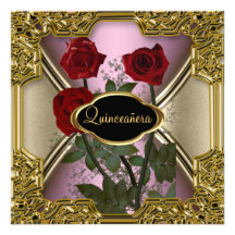 Rose 2 de noir d'or de fête d'anniversaire de Quin Invitations