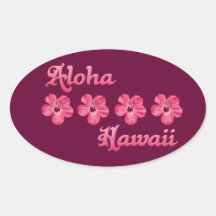 Rose Aloha Hawaï Autocollants Ovales