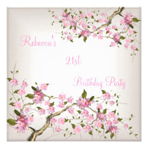 Rose blanc crème élégant de Bossom de cerise 21ème Invitation Personnalisée