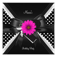Rose blanc de noir de point de polka de tache de f faire-part