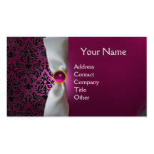 Rose blanc de noir de ruban de MONOGRAMME de DAMAS Carte De Visite