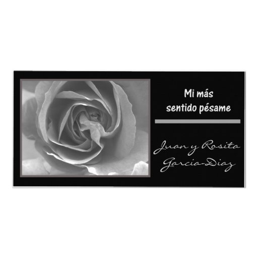 Rose blanc de noir d'espanol de pesame de sentido  photocartes personnalisées