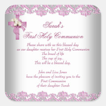 Rose blanc de premières filles croisées de sainte  sticker carré