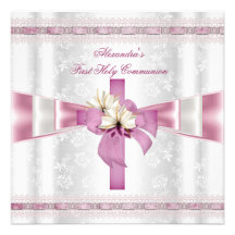 Rose blanc de premières filles croisées de sainte  invitation
