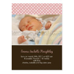 Rose/Brown de pois • Faire-part de bébé Carte Postale
