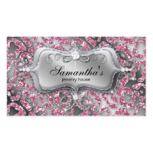 Rose chic de zèbre de carte de visite de bijoux d'
