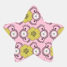 rose chic minable de vert de damassé de boho flora autocollant en étoile