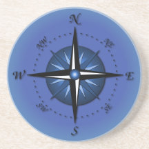 Rose de boussole bleu dessous de verres
