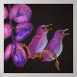 rose de deux petit oiseaux posters