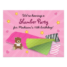 Rose de partie de Sleepover Cartons D'invitation