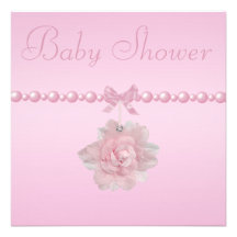 Rose de rose de baby shower, chaussures, et tétine invitation personnalisée