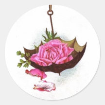 Rose de rose de parapluie adhésifs ronds