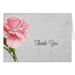 Rose de rose sur le carte de remerciements gris cartes